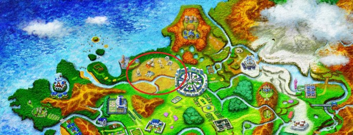 Vue d'ensemble de la centrale sur la carte de Kalos